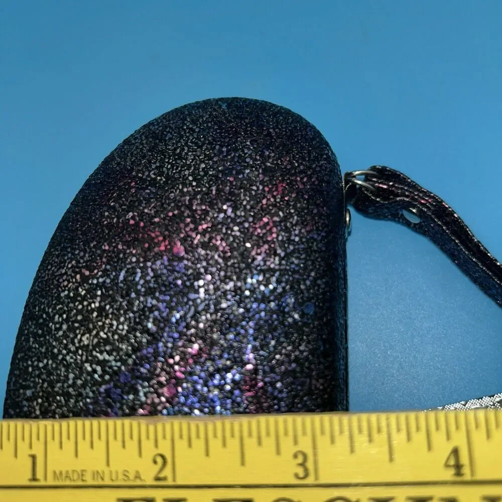 Mirror Sunglasses +Oversized Purple Glitter Glam Clamshell Case Clutch 52-18-140
